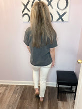 Load image into Gallery viewer, Grey & White Washed Western Cowgirl Boot & Flowers T Shirt