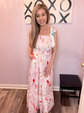 Load image into Gallery viewer, Multi-Colored Floral Abstract Print Maxi Dress