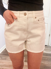 Load image into Gallery viewer, Ivory Raw Hem Jean Shorts