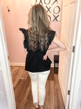 Load image into Gallery viewer, Black & White Ric Rac Scalloped Trim Top