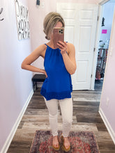 Load image into Gallery viewer, Royal Blue Ruffled Bottom Halter Top