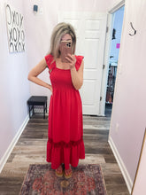 Load image into Gallery viewer, Fuchsia Smocked & Lace Detailed Maxi Dress