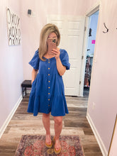 Load image into Gallery viewer, Royal Blue Button Down Dress With Pockets