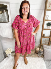 Load image into Gallery viewer, Plus Size V Neck Floral Print Dress