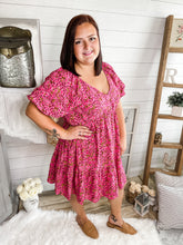 Load image into Gallery viewer, Plus Size V Neck Floral Print Dress