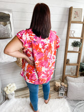 Load image into Gallery viewer, Plus Size Floral Print Ruffled Sleeve Top