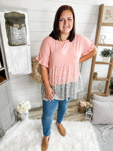 Load image into Gallery viewer, Plus Size Color Block Leopard Babydoll Top