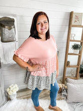 Load image into Gallery viewer, Plus Size Color Block Leopard Babydoll Top