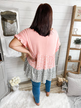 Load image into Gallery viewer, Plus Size Color Block Leopard Babydoll Top