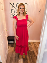 Load image into Gallery viewer, Fuchsia Smocked & Lace Detailed Maxi Dress