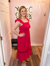 Load image into Gallery viewer, Fuchsia Smocked & Lace Detailed Maxi Dress