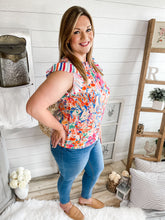 Load image into Gallery viewer, Lilly Inspired Floral & Striped Lightweight Top