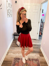 Load image into Gallery viewer, Wine Flared Pleated Skort (Built In Shorts) Garnet University of South Carolina USC Gameday