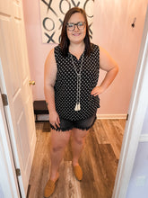 Load image into Gallery viewer, Plus Size Black & Ivory Tassel Top