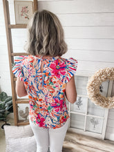 Load image into Gallery viewer, Lilly Inspired Floral & Striped Lightweight Top