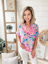 Load image into Gallery viewer, Lilly Inspired Floral V Neck Lightweight Top