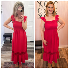 Load image into Gallery viewer, Fuchsia Smocked & Lace Detailed Maxi Dress