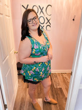 Load image into Gallery viewer, Green Floral & Ruffled Top
