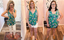 Load image into Gallery viewer, Green Floral & Ruffled Top