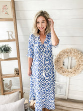 Load image into Gallery viewer, Blue Geometric Tassel Maxi Dress