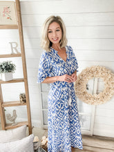 Load image into Gallery viewer, Blue Geometric Tassel Maxi Dress