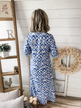 Load image into Gallery viewer, Blue Geometric Tassel Maxi Dress