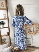 Load image into Gallery viewer, Blue Geometric Tassel Maxi Dress