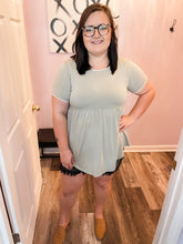 Load image into Gallery viewer, Plus Size Sage Green & Cream PomPom Lined Top