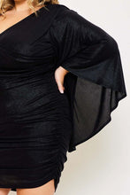 Load image into Gallery viewer, Plus Size Black Metallic Foil Kimono Sleeve Dress