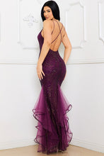 Load image into Gallery viewer, Deep Maroon Sequin Lower Mesh Dress