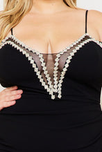 Load image into Gallery viewer, Plus Size Black & Rhinestone Trim Dress