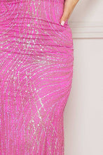 Load image into Gallery viewer, Pink Sequin Open Cross Back Dress