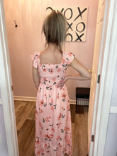Load image into Gallery viewer, Pink Floral V Neck Maxi Dress
