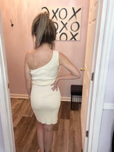 Load image into Gallery viewer, Dark Oatmeal/Beige One Shoulder Flower Bodycon Dress