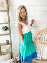 Load image into Gallery viewer, Color Block Tiered Midi Dress