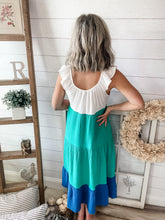 Load image into Gallery viewer, Color Block Tiered Midi Dress