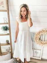 Load image into Gallery viewer, White Open Back Crossed Cotton Midi Dress