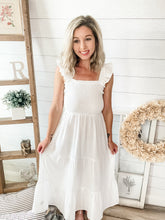 Load image into Gallery viewer, White Open Back Crossed Cotton Midi Dress