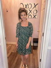 Load image into Gallery viewer, Dark Green Floral Print Smocked Upper Half Dress