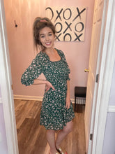 Load image into Gallery viewer, Dark Green Floral Print Smocked Upper Half Dress