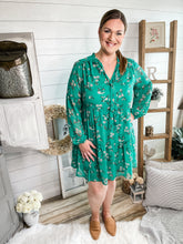 Load image into Gallery viewer, Plus Size Teal Floral Dress