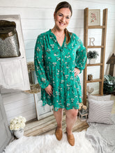 Load image into Gallery viewer, Plus Size Teal Floral Dress