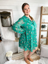 Load image into Gallery viewer, Plus Size Teal Floral Dress