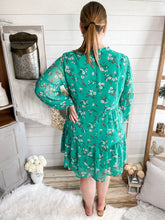 Load image into Gallery viewer, Plus Size Teal Floral Dress