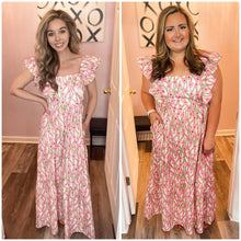 Load image into Gallery viewer, Floral Print Ruffled Strap Maxi Dress (Sizes: S-4XL)