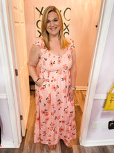 Load image into Gallery viewer, Pink Floral V Neck Maxi Dress
