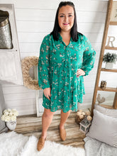 Load image into Gallery viewer, Plus Size Teal Floral Dress