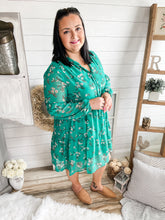 Load image into Gallery viewer, Plus Size Teal Floral Dress