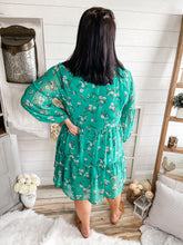 Load image into Gallery viewer, Plus Size Teal Floral Dress