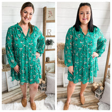 Load image into Gallery viewer, Plus Size Teal Floral Dress